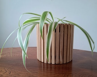 Slatted Reclaimed Oak Plant Pot Handmade in Denmark
