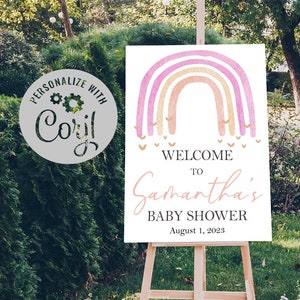 Editable Rainbow Baby Shower Sign | Rainbow Baby Sprinkle Welcome Sign | Printable Welcome Sign | Pastel Baby Shower Poster