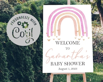 Editable Rainbow Baby Shower Sign | Rainbow Baby Sprinkle Welcome Sign | Printable Welcome Sign | Pastel Baby Shower Poster
