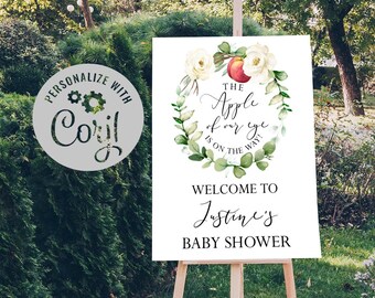 Apple of Our Eye Baby Shower Sign | Autumn Apple Shower Welcome Sign | Editable Welcome Sign | Apple Baby Shower Sign | Fall Baby Shower