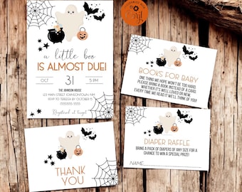 A Little Boo is Almost Due Invitation Template | Halloween Baby Shower Invite | Editable Ghost Baby Shower Invitation | Instant Download