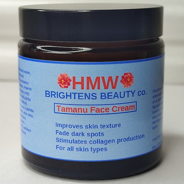 Facial moisturizer, tamanu face cream, dark spots face cream, all skin types face cream, organic, 100% natural