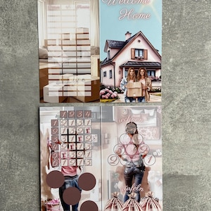 Klappkarte Welcome Home / Bingo / Rubbelchallenge  / Rechenchallenge / Würfelchallenge / Umschlagsmethode / Budgeting / A6