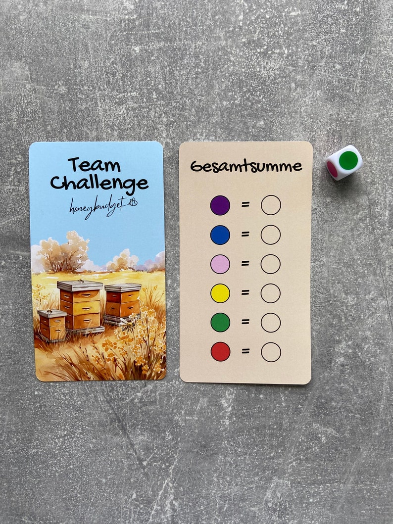 Teamchallenge Honeybudget / Rubbelchallenge / Würfelchallenge / Losechallenge / Umschlagsmethode / Budgeting / A6 Bild 2