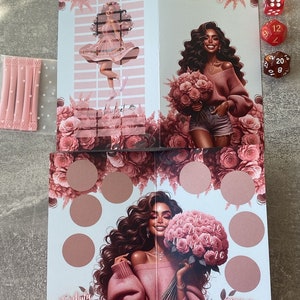 Klappkarte Flower Girl / Rubbelchallenge / Losechallenge / Würfelchallenge / Umschlagsmethode / Budgeting / A6