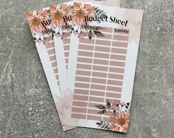 Budget Sheet / Blumen / Budgeting / Umschlagmethode / A6