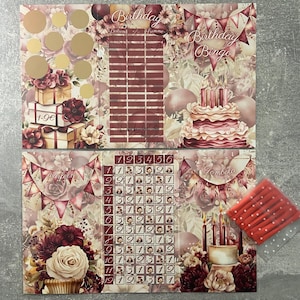 Klappkarte Birthday Bingo / Rubbelchallenge / Losechallenge / Würfelchallenge / Umschlagsmethode / Budgeting / A6