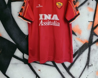 AS Roma 1998/1999 Home Retro Football Kit Maglia Calcio Soccer Jersey Vintage Shirt TOTTI Del Vecchio Cafu Serie A Rome