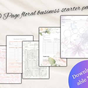 Business starter pack. Finances, budget, sign in sheet, brainstorming, meeting notes, agendas, password tracker, invoice, bills.