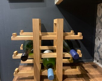 Oak 9 bottle wine rack
