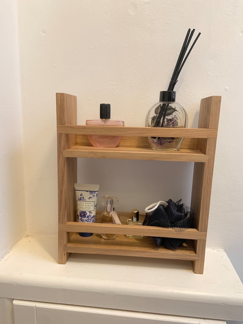 Oak bathroom shelves image 1