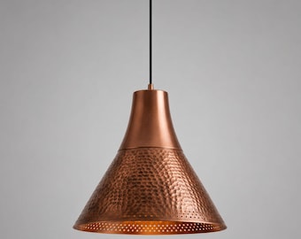Moroccan Brass Pendant Light, Handmade Hammered Copper Ceiling Lamp, Rustic Kitchen Island Hanging Light, Bronze Pendant Fixture