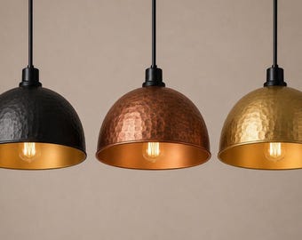 Handmade Hammered Copper Pendant Light | Modern Kitchen Island Lighting | Moroccan Copper Lamp | Industrial Hanging Light | Free Shipping