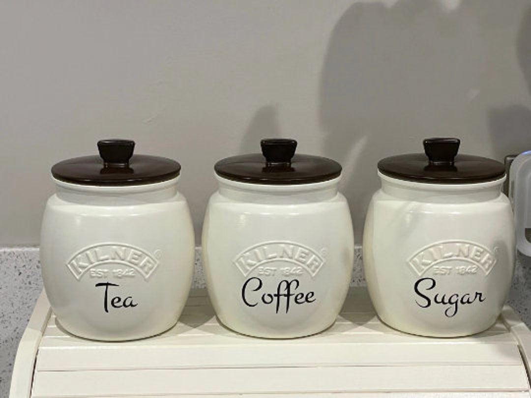 Cream Tea Coffee Sugar Canister Set Kitchen Storage Jars Etsy UK