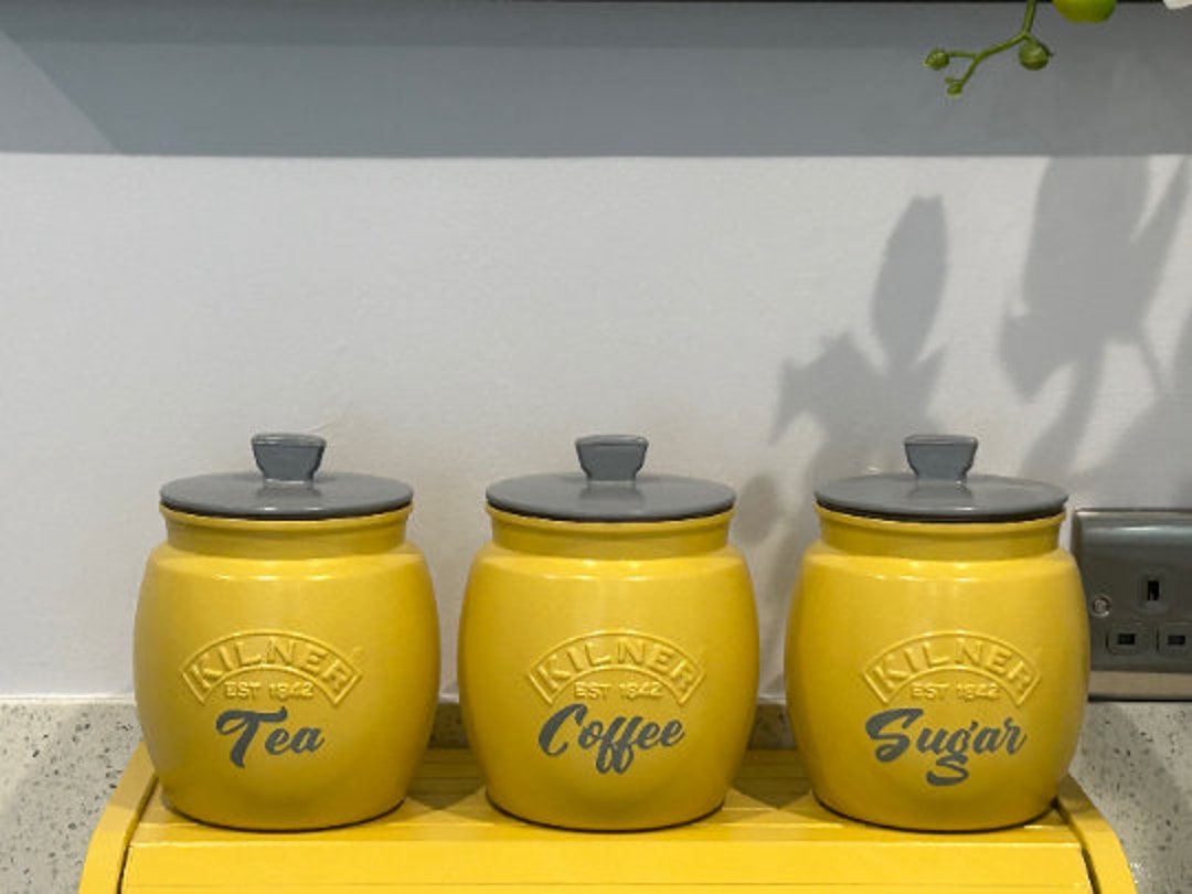 Elegant Yellow Kitchen Canister Set for Stylish Storage Etsy