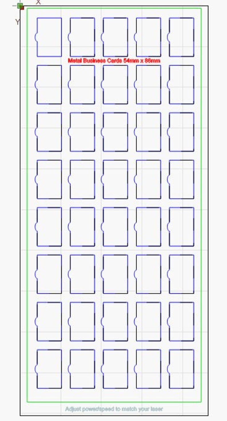 Metal Business Card Template Jig, Extended Version, Lightburn AI DXF