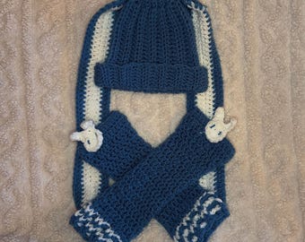 Crochet Bunny Beanie and Gloves