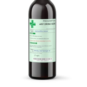 Personalised Label | Prescription Theme | Mothers Wine Label | Any Drink | Funny Mother's Day Gift  | Mum Grandmother Granny Aunt Godmother