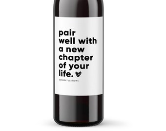 Nuovo capitolo, nuovo inizio, etichetta del vino / Regalo per lei, per lui / Regalo di pensionamento / Regali per colleghi / Regalo per promozione lavorativa / Regalo di commiato
