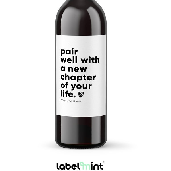 New chapter, Fresh Start, Wine Label | Gift For Her, Him | Retirement Gift | Gifts For Co-worker | New Job Promotion Gift | Leaving Present