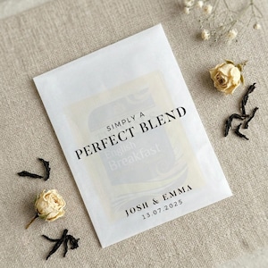 Personalised Wedding Tea Packs | Personalised Wedding eeception Tea Favours | Table Decorations | Coffee Tea Perfect Blend Envelope Packets