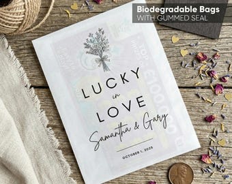 Personalised Wedding Scratch Card Favour Packets | Lotto Ticket Holder Pack | Lucky In Love | Tissue Bag Envelopes | Happy Tears Guest Gift
