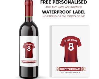 Personalised Liverpool FC Birthday Label | Label For Wine Bottle | Gin Whiskey Beer Vodka Champagne | Birthday Gift | Liverpool Football Fan
