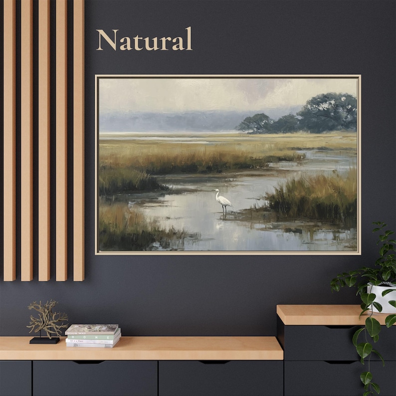 Lowcountry Egret Marsh Wall Art, Coastal Wetland Landscape Print, Southern Nature Decor image 9