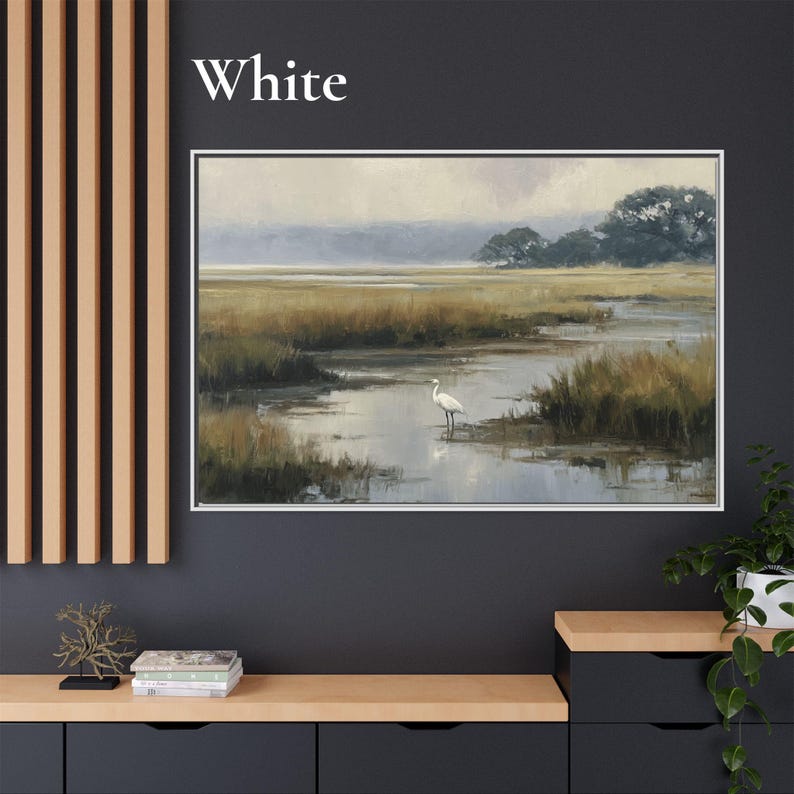 Lowcountry Egret Marsh Wall Art, Coastal Wetland Landscape Print, Southern Nature Decor image 10