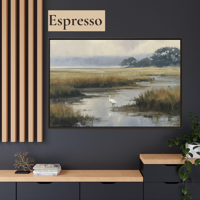Lowcountry Egret Marsh Wall Art, Coastal Wetland Landscape Print, Southern Nature Decor image 11
