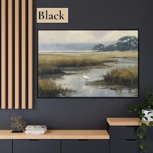 Lowcountry Egret Marsh Wall Art, Coastal Wetland Landscape Print, Southern Nature Decor image 8