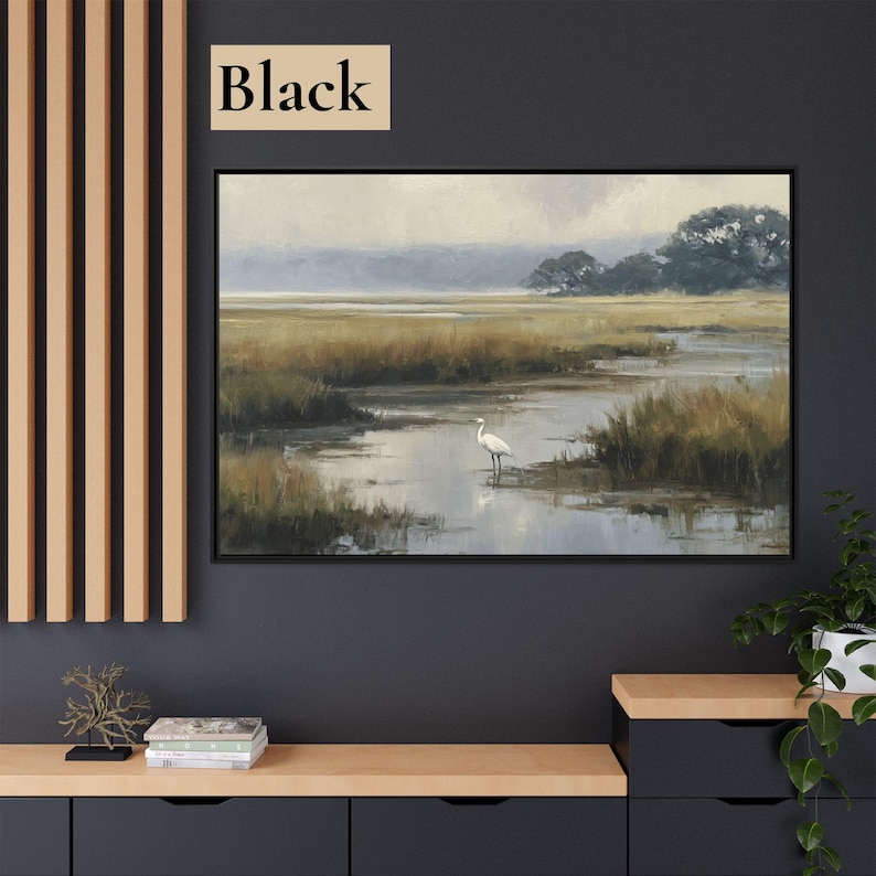 Lowcountry Egret Marsh Wall Art, Coastal Wetland Landscape Print, Southern Nature Decor image 8