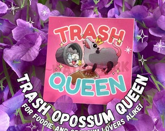 Trash Queen Opossum Sticker Silly Food Lover Pizza Sticker Screaming Possum Funny Humor Stickers