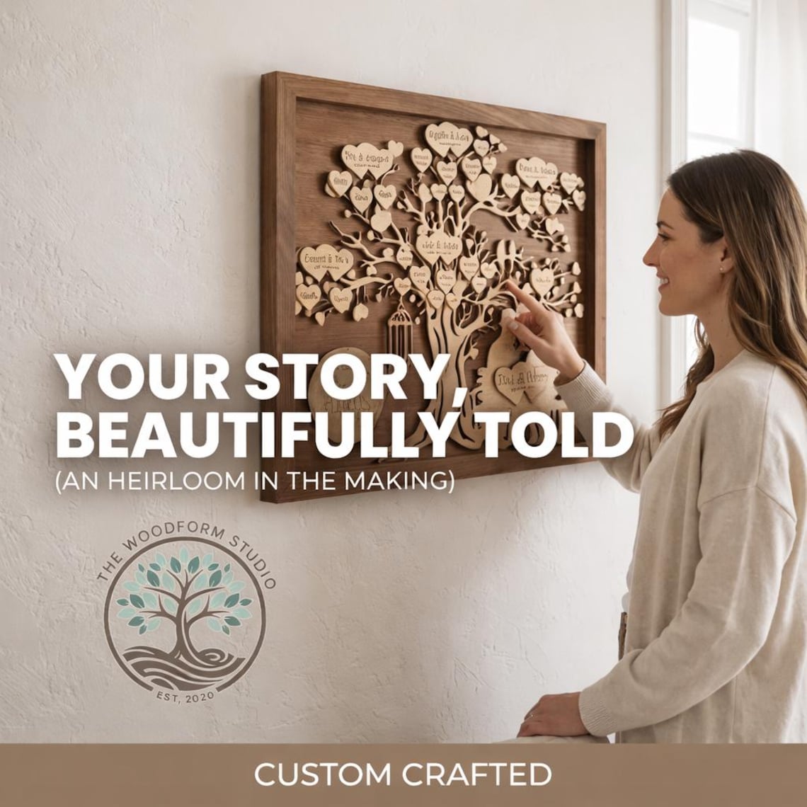 Personalized Wooden Family Tree Wall Art | Custom Family Names, Dates ...