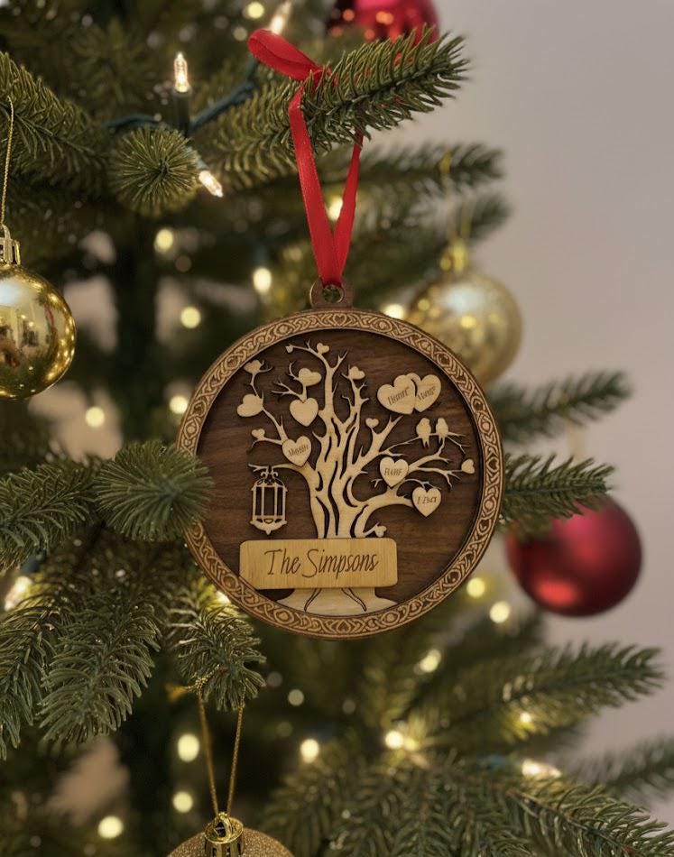 Personalized Family Tree Ornament – Custom Wooden Christmas Keepsake - Etsy