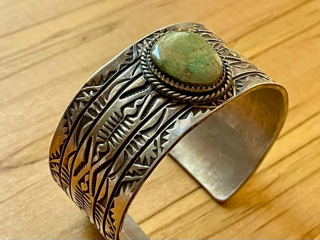 Early 1900's Vintage Native American Navajo Sterling Silver Sunstamp Bracelet Cuff Early 1900's Vintage Native American Navajo Sterling Silver Sunstamp Bracelet Cuff