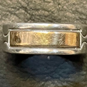 Navajo Mike Smith, Master Silversmith, Sterling and 14K gold ring, Size 7 1/4.  Premium condition.