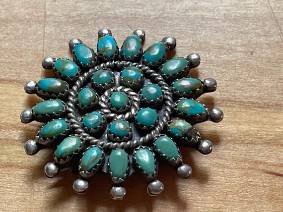 Early 1900's Zuni/ Navajo 'Snake Eyes Turquoise' Native American Jewelry Silver Pin Old Early 1900's Zuni/ Navajo 'Snake Eyes Turquoise' Native American Jewelry Silver Pin Old