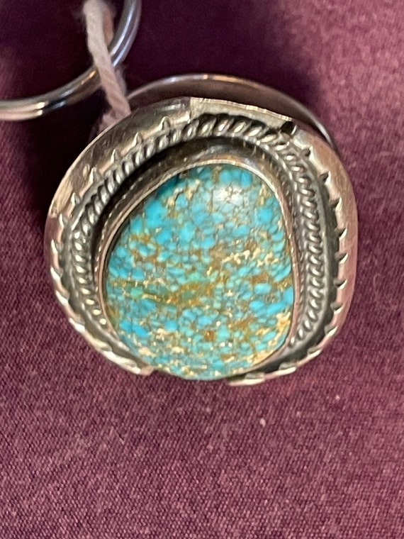 Navajo Silver and webbed Turquoise ring, size 6. W