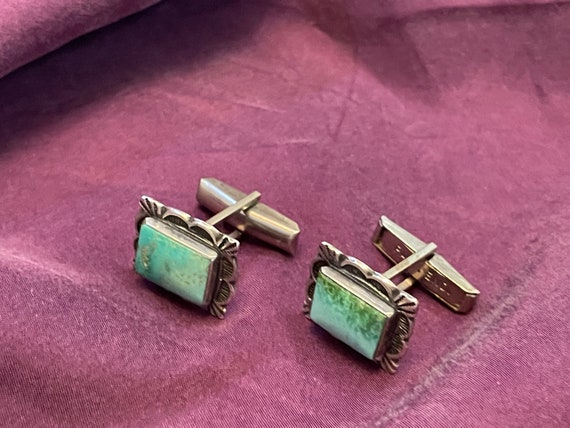 Navajo Turquoise and Sterling Silver cuff links. … - image 8