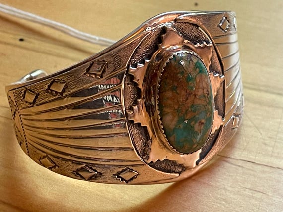 Sensational Native American Navajo Damale Turquoise Sterling Silver Stars Bracelet Sensational Native American Navajo Damale Turquoise Sterling Silver Stars Bracelet