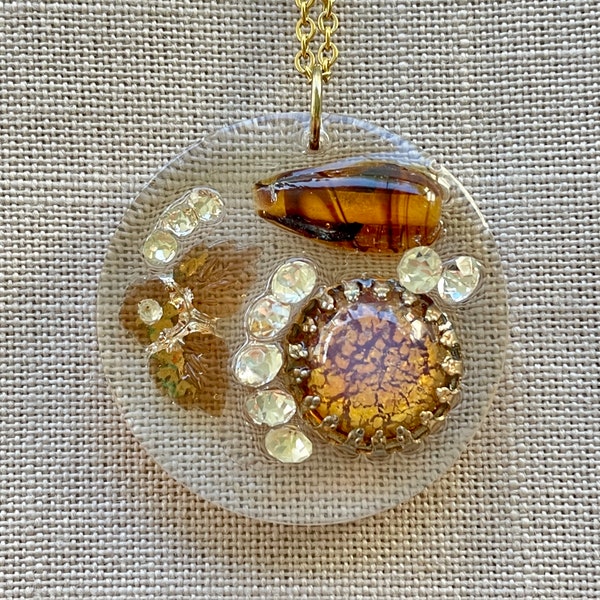 Shades of Brown Gold Retro Resin Pendant