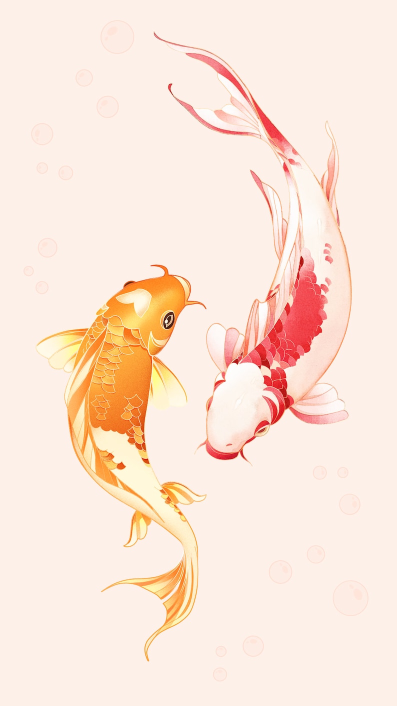 Phone Wallpapers Koi Fish Wallpaper Phone Background Koi Etsy