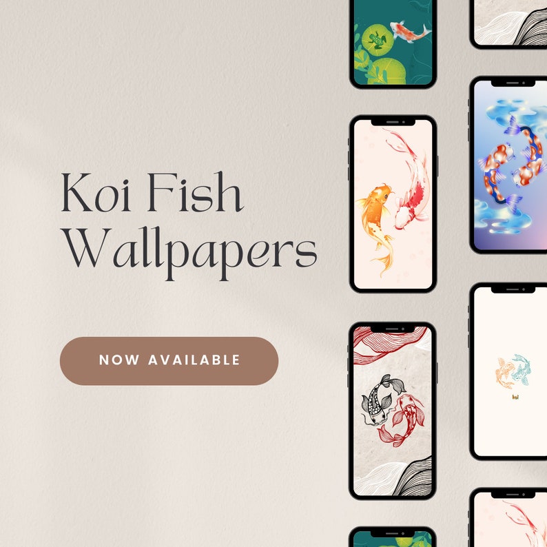 Phone Wallpapers Koi Fish Wallpaper Phone Background Koi Etsy