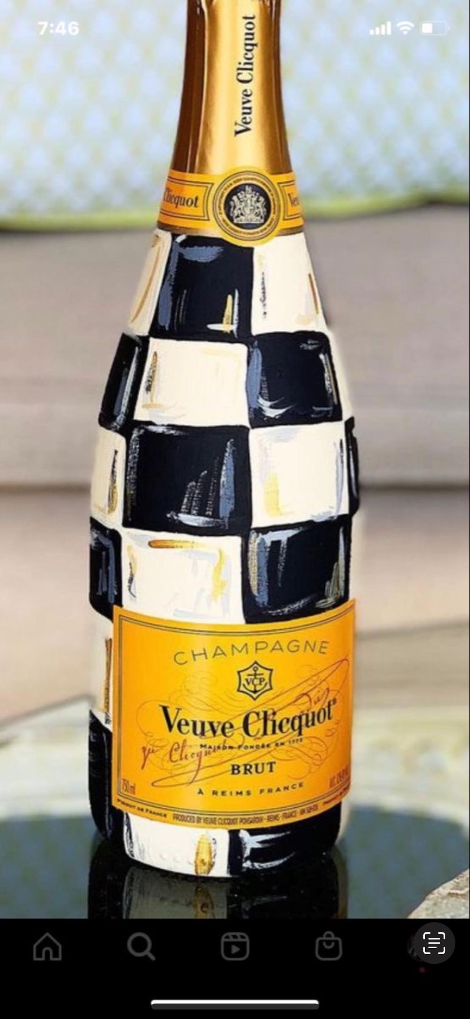 Custom Checkered Champagne Bottle - Etsy