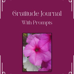 Druckbares Dankbarkeit Journal mit Eingabeaufforderungen von Intrinsic Vicisstitude mit Elegant Mauve Cover und Pink Petunia Blumen