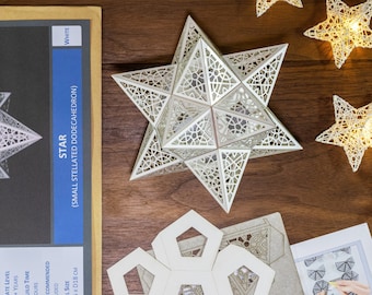 Star Model Kit [White]. Stellated Dodecahedron. Paper Craft Decoration. Sacred Geometry. Christmas Tree Topper.