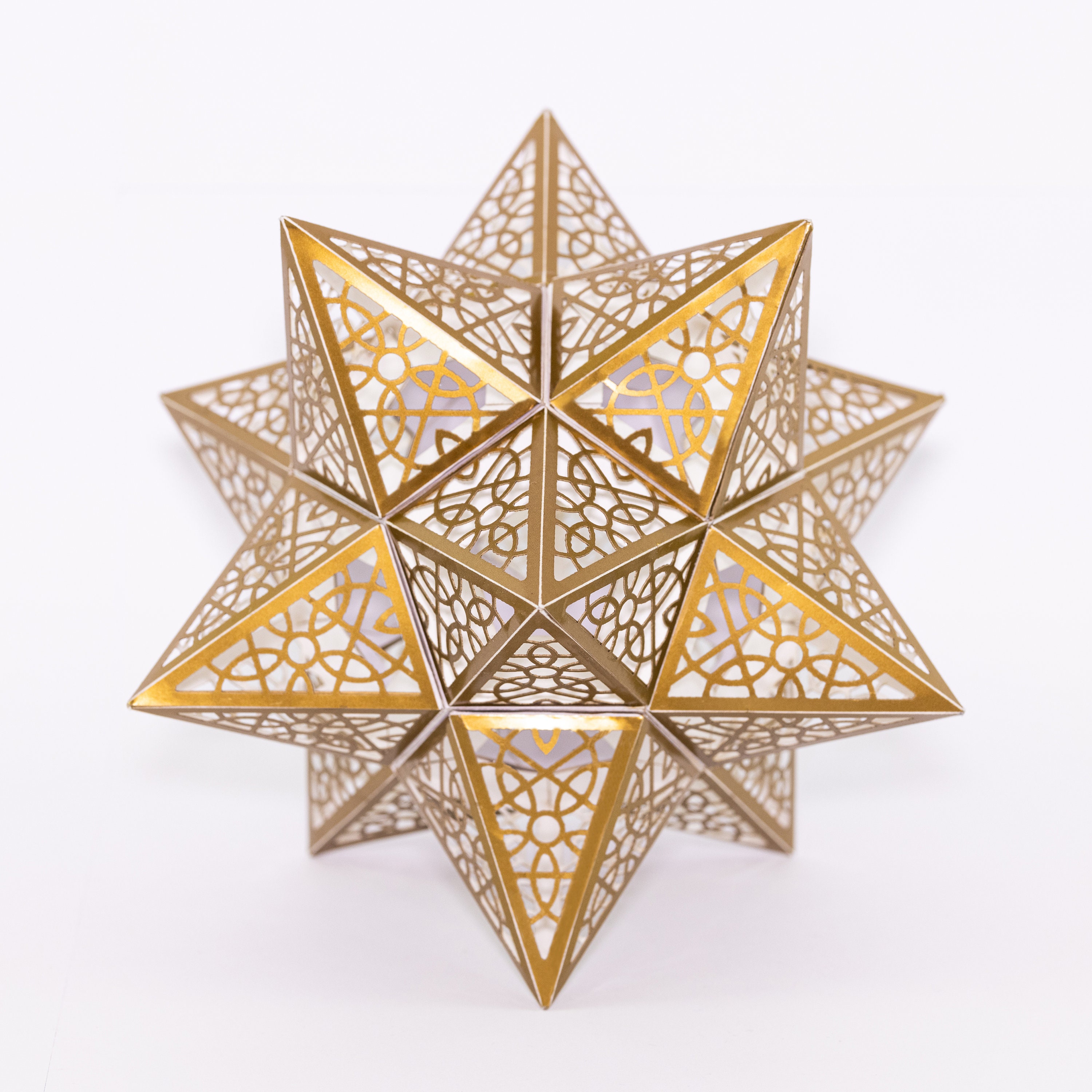 Star Model Kit [Gold]. Stellated Dodecahedron. Paper Craft Decoration. Sacred Geometry. Christmas Tree Topper.