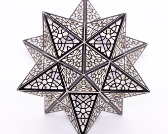 Star Model Kit [Black]. Stellated Dodecahedron. Paper Craft Decoration. Sacred Geometry. Christmas Tree Topper.