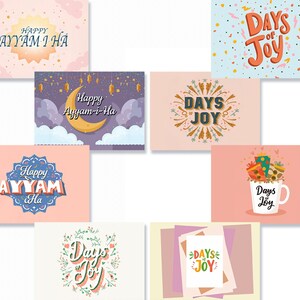 Retros - Confezione da 8 biglietti Ayyam-i-Ha (stampa a casa)